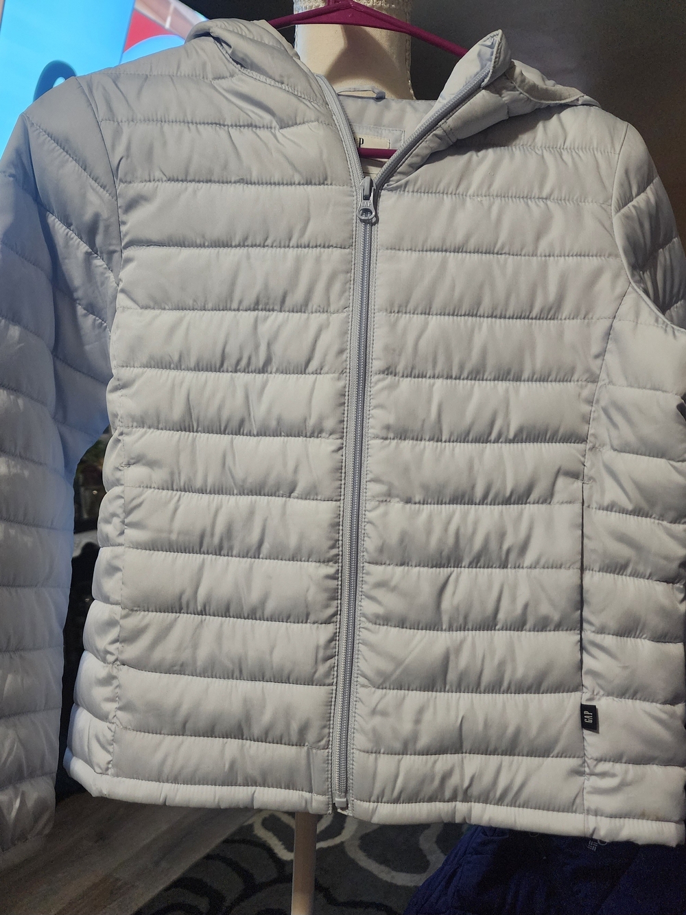 GAP Light Blue Quilted Hooded Puffer Jacket for Kids Sz Lrg